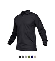 Ghassy Co. Erkek Jersey Golf Polo Gömlek  Pike Performans Taktik Askeri Uzun Kollu T-Shirt (Siyah)