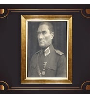 Altın Varaklı Çerçeveli Paspartulu Atatürk Tablo z4976 (Gold)
