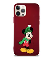 Apple iPhone 12 Pro Soft Premier Kapak Mickey Mouse-G Tasarımlı Silikon Kılıf - Mürdüm (Şeffaf)