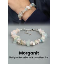 Morganit Doğal Kırık Taş Zincir Kapamalı Bileklik