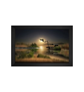 Manzara Temalı Kanvas Tablo 80 x 110 cm Siyah Çerçeve