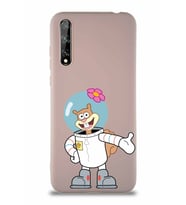 Huawei P Smart S Soft Premier Kapak Sandy Tasarımlı Silikon Kılıf - Pudra (Şeffaf)