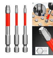 3'lü Set S3 Titanyum Kaplama Altıgen Alyan Tornavida Ucu 1,5-6 Mm Güçlü Mıknatıslı 65 Mm Matkap Ucu