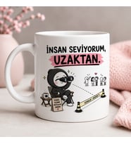 İnsan Seviyorum Uzaktan Komik Sosyal Mesafe 313 Karakter Kupa