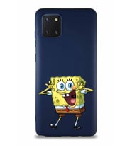 Samsung Galaxy Note 10 Lite Soft Premier Kapak Sünger Bob Tasarımlı Silikon Kılıf - Lacivert (Şeffaf)