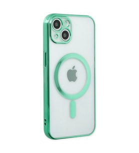 Apple İphone 14 Plus Kılıf Magneticsafe Lazer Silikon - Haki Yeşil