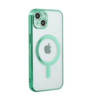 Apple İphone 14 Plus Kılıf Magneticsafe Lazer Silikon - Haki Yeşil