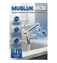 1080° Döner Başlıklı 4 Filtreli Musluk Ucu Mutfak ve Banyo Aparatı