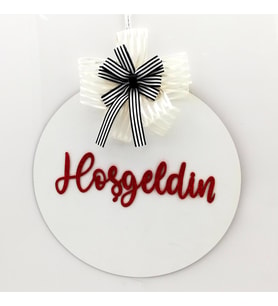 Lora Davet Ahşap Kapı Süsü Hoşgeldiniz (1 Adet) Beyaz - 54269