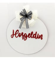 Lora Davet Ahşap Kapı Süsü Hoşgeldiniz (1 Adet) Beyaz - 54269