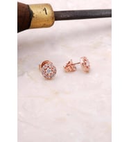 Rose Gümüş Montür Tek Taş Küpe 5013 (Beyaz)