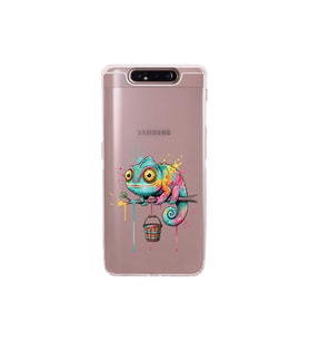 Samsung Galaxy A80 ile Uyumlu Splash Bukalemun Tasarımlı Şeffaf Silikon Kılıf