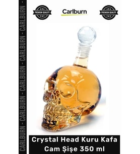 Özel Üretim Şık El Yapımı Tasarım Estetik Dekoratif Sunum Crystal Head Kuru Kafa Cam Şişe 350 ml