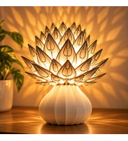Lotus Çiçeği Dekoratif Masa Lambası Standart Duy E27 Ampullü Modern Lambader