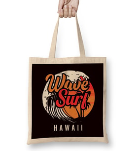 Wave Surf Hawaii Ocean Island Vacation Beach Traveler Surfer Bez Çanta Uzun Saplı