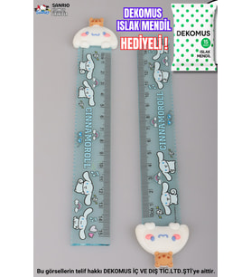 "DEKOMUS ISLAK MENDİL HEDİYELİ" LİSANSLI CINNAMOROL "TEKLİ" CETVEL 15 CM (Krem)