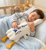 Kişiye Özel İsimli 75 cm Peluş Oyuncak Kaz – Yumuşak Uyku Arkadaşı Kız Erkek Çocuğa Kuzene Hediye Doğum Günü Bebek Hediyesi (Beyaz-Mavi)