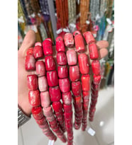 Mercan Doğal Taş Parlak Kırmızı Silindir 28x14mm Dizi