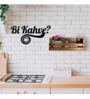BK Home Dekoratif Doğal Ahşap Raf ve Bi Kahve Duvar Süsü-4 (Beyaz)