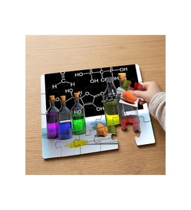 Kimya - Deney Tüpleri Tasarımlı 24 Parça Ahşap Çocuk Puzzle MPK0229