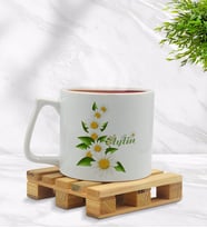 BK Gift Kişiye Özel Papatya Temalı Middle Beyaz Kupa Bardak Model 8