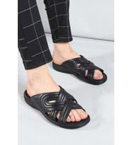 FAST STEP Hakiki Deri Erkek Düz Terlik 952MA141 (Siyah)