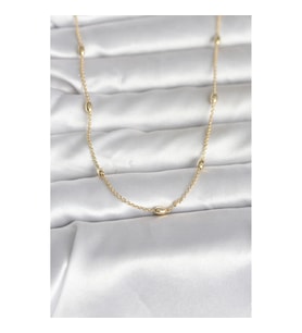 Mey İthalat® CM 14K Gold Renk Damla Topçuk Model Zincirli 60 cm Kadın Kolye