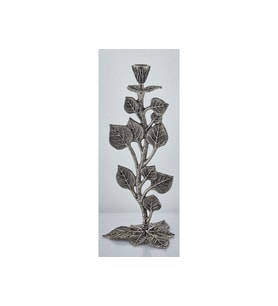LEAF CANDLE HOLDER NICKEL ANTIQUE 16,5X16,5X35,5 CM (2)