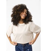 Basic Bej Oversize Crop Tshirt