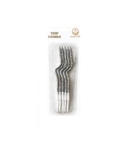 Simli Kıvrık Mum Seti 12cm 5li Gümüş