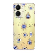PrintiFy Vivo Y16 ile Uyumlu Nazar Boncuğu 5  Kamera Korumalı Şeffaf Silikon Kılıf