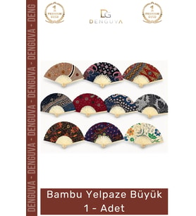 #Yelpaze Doğal El İşçiliği Şık Hediyelik Modern Katlanabilir Yazlık Tasarım Bambu Yelpaze Büyük - 1