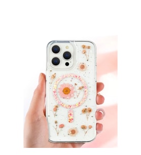İphone 16 Pro Max Kılıf Daisy Simli Magsafe Kapak - Pembe