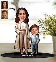 BK Gift Kişiye Özel Anne ve Erkek Çocuk Karikatürlü Ahşap Biblo-1, Anneye Hediye, Anneler Günü Hediyesi, Eşe Hediye