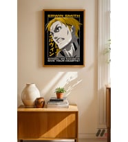 Attack on Titan Erwin Smith Anime Poster, Ahşap Çerçeveli Duvar Tablosu - Anime
