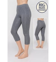 Büyük Beden Pamuklu Kadın Tayt Yüksek Bel Kapri Rahat Esnek Toparlayıcı - Plus Size Capri Leggings - 5060