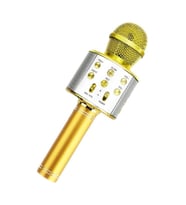 Mikrofonlu Karaoke Bluetooth Hoparlör Çocuklar İçin Şarj Edilebilir Taşınabilir Ses Değiştirici Kablosuz Bluetooth Mikrofon Gold