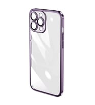 İphone 14 Darbe Emici Şeffaf Kenarları Renkli Sert Lazer Lensli Kılıf