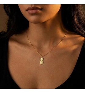Kişiye Özel Ananas Model Kolye 925K Gümüş (Gold)
