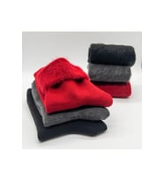 CİHO Socks 3 Çift Termal Ekstra Yumuşak Kışlık Kadın Uyku Çorabı (Siyah-Kırmızı)