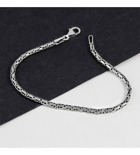 Gümüş Pazarım 925 Ayar Gümüş 3 Mm Erkek Kral Bileklik