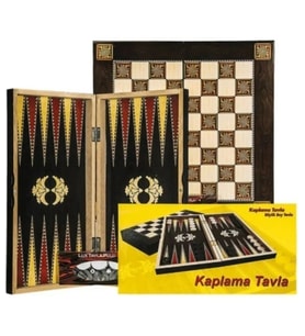 Sedef Ahşap Kaplama Tavla Büyük Boy Şık Tasarım 48.5 x 50 cm Oyun Takımı