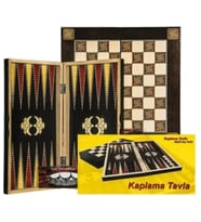 Sedef Ahşap Kaplama Tavla Büyük Boy Şık Tasarım 48.5 x 50 cm Oyun Takımı