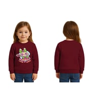 Unisex Labubu Baskılı Çocuk Swaetshirt 3 İplik Şardonlu (Bordo)