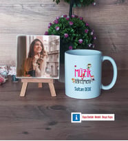 Müzik Öğretmeni Fotoğraflı Dekoratif Taş, Kupa Bardak Beyaz Hediye (Model 1)