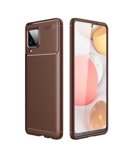 Samsung Galaxy M12 Kılıf Esnek Soft Karbon Tasarım Legion Serisi (Kahverengi)