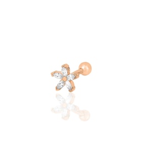 Gümüş rose zirkon taşlı çiçek modeli Tragus helix Piercing küpe