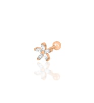 Gümüş rose zirkon taşlı çiçek modeli Tragus helix Piercing küpe