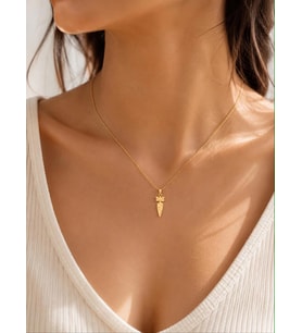 Kişiye Özel Minimalist Havuç Kolye 925K Gümüş (Gold)