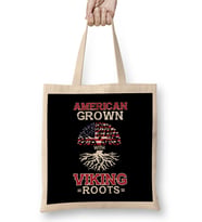 American Grown With Viking Roots Patriotic Norse Bez Çanta Uzun Saplı